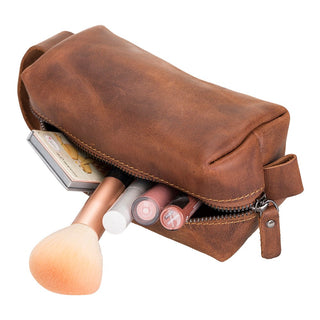 Bouletta Deri Makyaj Çantası Small / Taba Eve - Hakiki Deri Makyaj Çantası Premium Koruma