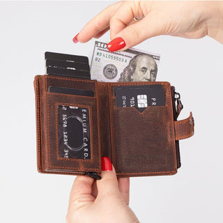 Bouletta Deri Kartlık Kahverengi Lumora Hakiki Deri Pop-up Kartlık Premium Koruma