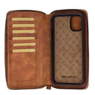 Bouletta Cep Telefonu Kılıfları Apple iPhone 11 Serisi Cüzdanlı ve Fermuarlı Çıkarılabilir Deri Kılıf