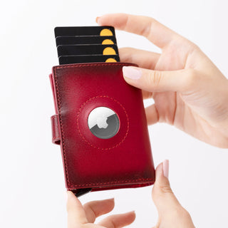 Palertag Zip Mechanical Leather Card Holder with AirTag Slot