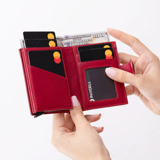 Palertag Zip Mechanical Leather Card Holder with AirTag Slot