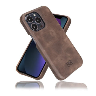 Bouletta Cep Telefonu Kılıfları iPhone 13 Pro / Koyu Kahve Apple iPhone 13 Serisi Tam Deri Kaplama Arka Kapak Premium Koruma
