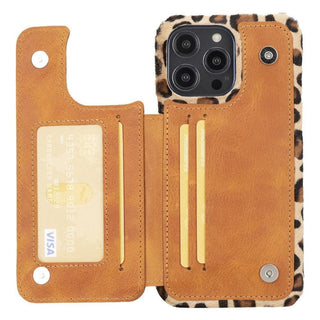 Bouletta Cep Telefonu Kılıfları iPhone 14 Plus / Tüylü Leopar Apple iPhone 14 Serisi Kartlıklı Açılır Kapaklı Deri Arka Kılıf Premium Koruma