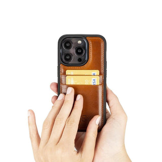 Bouletta Cep Telefonu Kılıfları Apple iPhone 14 Serisi Kartlıklı Deri Arka Kapak Premium Koruma