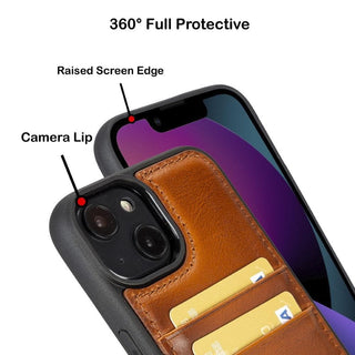 Bouletta Cep Telefonu Kılıfları Apple iPhone 14 Serisi Kartlıklı Deri Arka Kapak Premium Koruma