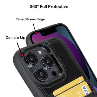 Bouletta Cep Telefonu Kılıfları Apple iPhone 14 Serisi Kartlıklı Deri Arka Kapak Premium Koruma