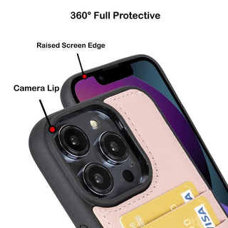 Bouletta Cep Telefonu Kılıfları Apple iPhone 14 Serisi Kartlıklı Deri Arka Kapak Premium Koruma