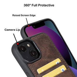 Bouletta Cep Telefonu Kılıfları Apple iPhone 15 Serisi Kartlıklı Deri Arka Kapak Premium Koruma