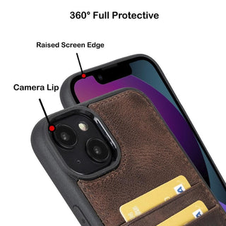 Bouletta Cep Telefonu Kılıfları Apple iPhone 15 Serisi Kartlıklı Deri Arka Kapak Premium Koruma
