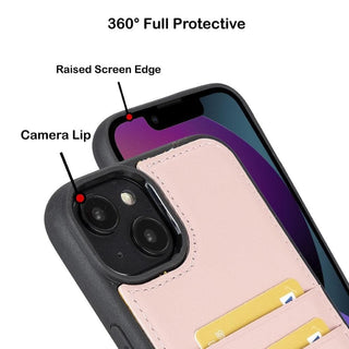 Bouletta Cep Telefonu Kılıfları Apple iPhone 15 Serisi Kartlıklı Deri Arka Kapak Premium Koruma