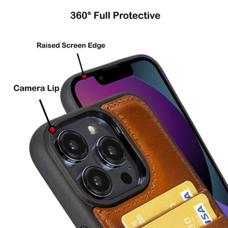 Bouletta Cep Telefonu Kılıfları Apple iPhone 15 Serisi Kartlıklı Deri Arka Kapak Premium Koruma