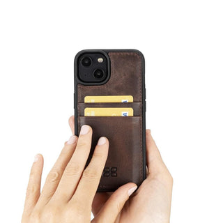 Bouletta Cep Telefonu Kılıfları Apple iPhone 15 Serisi Kartlıklı Deri Arka Kapak Premium Koruma