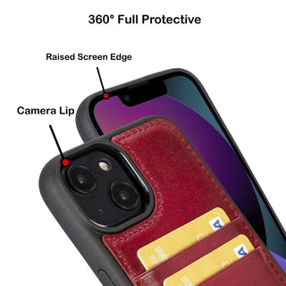 Bouletta Cep Telefonu Kılıfları Apple iPhone 15 Serisi Kartlıklı Deri Arka Kapak Premium Koruma