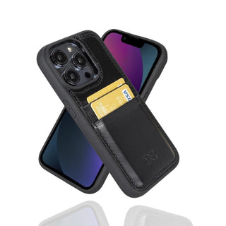 Bouletta Cep Telefonu Kılıfları Apple iPhone 15 Serisi Kartlıklı Deri Arka Kapak Premium Koruma