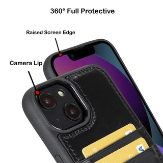 Bouletta Cep Telefonu Kılıfları Apple iPhone 15 Serisi Kartlıklı Deri Arka Kapak Premium Koruma