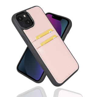 Bouletta Cep Telefonu Kılıfları iPhone 15 / Pembe Apple iPhone 15 Serisi Kartlıklı Deri Arka Kapak Premium Koruma