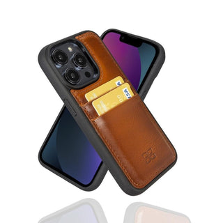 Bouletta Cep Telefonu Kılıfları iPhone 15 Pro / Taba Apple iPhone 15 Serisi Kartlıklı Deri Arka Kapak Premium Koruma