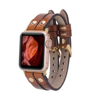 Bouletta Kol Saati Kayışları Apple Watch Deri Kayış – Durham Ely Gold Boncuklu Premium Koruma