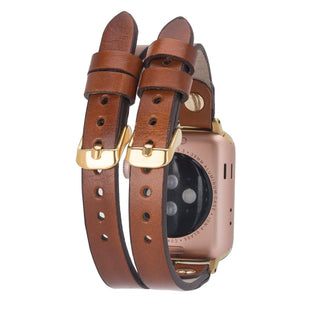 Bouletta Kol Saati Kayışları Apple Watch Deri Kayış – Durham Ely Gold Boncuklu Premium Koruma
