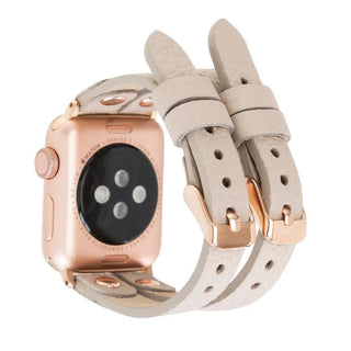 Bouletta Kol Saati Kayışları Apple Watch Deri Kayış – Durham Ely Gold Boncuklu Premium Koruma
