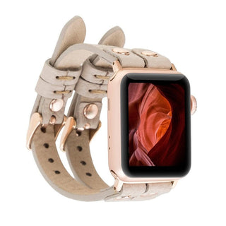 Bouletta Kol Saati Kayışları Apple Watch Deri Kayış – Durham Ely Gold Boncuklu Premium Koruma