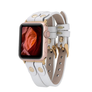 Bouletta Kol Saati Kayışları Apple Watch Deri Kayış – Durham Ely Gold Boncuklu Premium Koruma