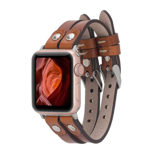 Bouletta Kol Saati Kayışları Apple Watch Deri Kayış – Durham Ely Gold Boncuklu Premium Koruma