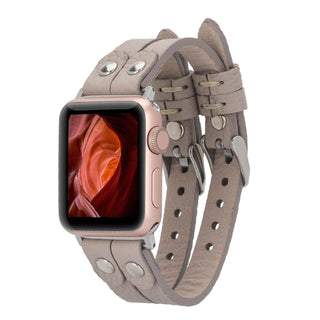 Bouletta Kol Saati Kayışları Bej Apple Watch Deri Kayış – Durham Ely Gold Boncuklu Premium Koruma