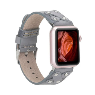 Bouletta Kol Saati Kayışları Gri-Gümüş Trok Apple Watch Deri Kayış – Glasgow Cross Premium Koruma