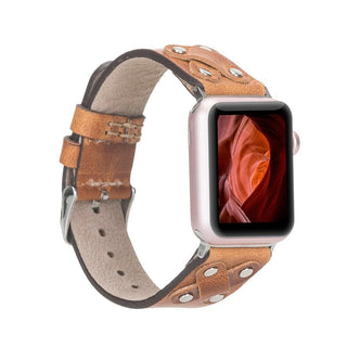 Bouletta Kol Saati Kayışları Kahve Gümüş Trok Apple Watch Deri Kayış – Glasgow Cross Premium Koruma