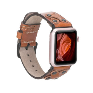 Bouletta Kol Saati Kayışları Taba-Siyah Trok Apple Watch Deri Kayış – Glasgow Cross Premium Koruma