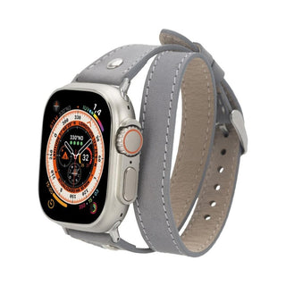 Bouletta Kol Saati Kayışları Apple Watch Deri Kayış – Leeds Tam Tur İnce Gümüş rengi Boncuklu Premium Koruma