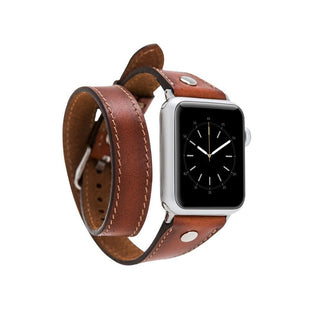 Bouletta Kol Saati Kayışları Apple Watch Deri Kayış – Leeds Tam Tur İnce Gümüş rengi Boncuklu Premium Koruma