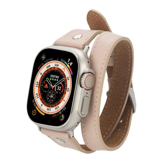 Bouletta Kol Saati Kayışları Açık Pembe Apple Watch Deri Kayış – Leeds Tam Tur İnce Gümüş rengi Boncuklu Premium Koruma