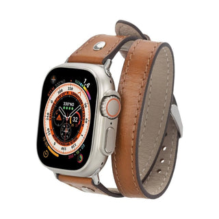 Bouletta Kol Saati Kayışları Taba Apple Watch Deri Kayış – Leeds Tam Tur İnce Gümüş rengi Boncuklu Premium Koruma