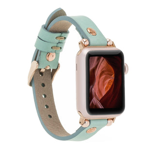 Bouletta Kol Saati Kayışları Su Yeşili Apple Watch Deri Kayış – Shibden Ferro Premium Koruma