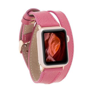 Bouletta Kol Saati Kayışları Pembe Apple Watch Deri Kayış – Slim Leeds Tam Tur Premium Koruma