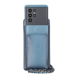 Bouletta Cep Telefonu Kılıfları Efektli Mavi Avjin Askılı Deri Cüzdanlı Telefon Kılıfı 6.9' a kadar Premium Koruma