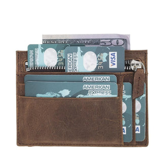 Zip Card Leather Holder