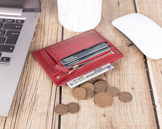 Zip Card Leather Holder