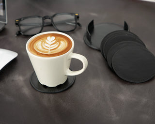 Bouletta Coaster Set Black Divine Cup Leather Coaster Set Premium Koruma
