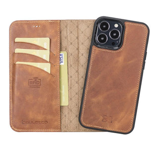 Bouletta Deri iPhone 13 Pro El Yapımı Deri iPhone 13 Pro Çıkarılabilir Cüzdanlı Kılıf – Kartlıklı, Minimalist, Hakiki Deri Telefon Cüzdanı Premium Koruma