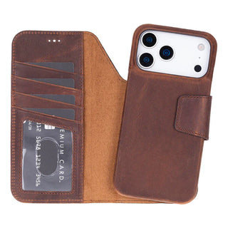 Bouletta Phone Case Saddle Brown Elite Magic iPhone 17 Pro Leather Detachable Wallet Case Premium Koruma
