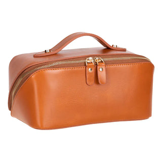 Bouletta Makeup Bag Tan Ella Leather Makeup Bag Premium Koruma