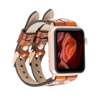 Bouletta Watch Band Tan / 44 / 45 / 46 / 49mm Ely Leather Apple Watch Double Band Premium Koruma