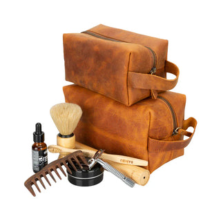 Bouletta Dopp Kit Moccasin Eve Leather Dopp Kit, Large Premium Koruma