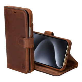 Bouletta Phone Case Saddle Brown F360 Magic Leather iPhone 16 Pro Detachable Wallet Case Premium Koruma