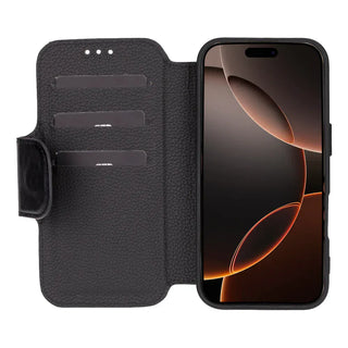 Bouletta Phone Case Black Firenze iPhone 16 Pro Leather Folio Case Premium Koruma