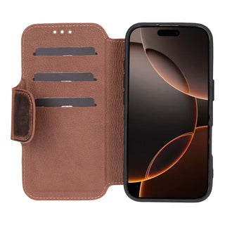Bouletta Phone Case Saddle Brown Firenze iPhone 16 Pro Max Leather Folio Case Premium Koruma