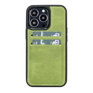 Bouletta Phone Case Green Flex Cover iPhone 13 Pro Leather Case with Card Holder Premium Koruma